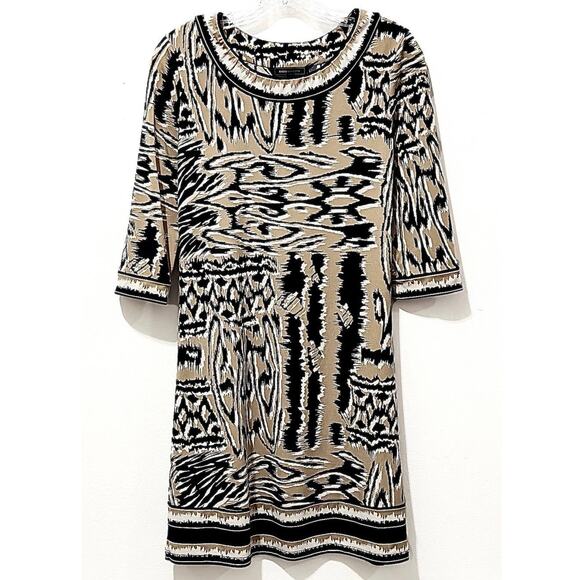 BCBGMAXAZARIA- Women's Knee Length, Black & Tan, Shift Dress (size XS) - Picture 1 of 3